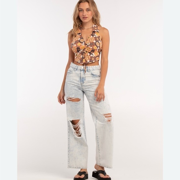 RSQ Denim - RSQ Wide Leg Jeans size 27 Women's Light Blue Distressed Jeans